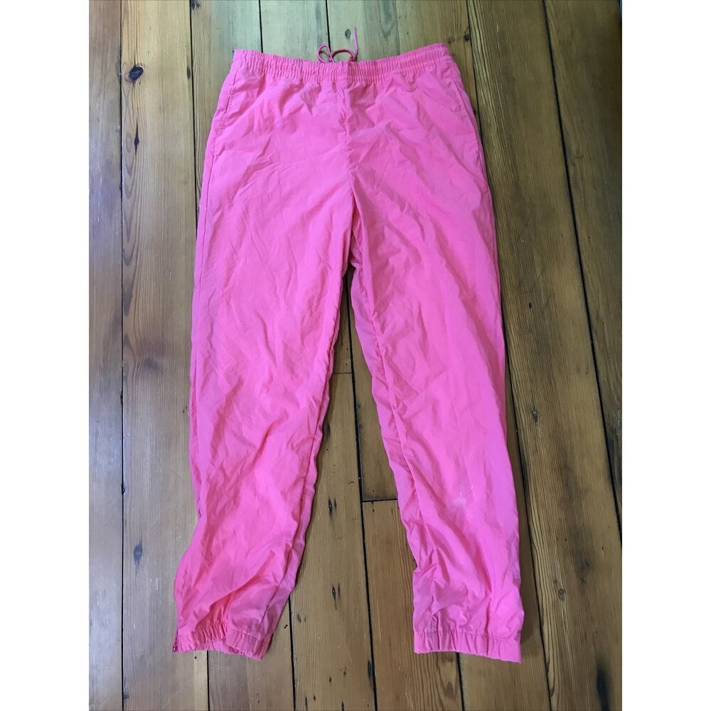 Vintage 80s 90s Dolfin Corporation Hot Pink Nylon Track Jogging Pants M 34x30